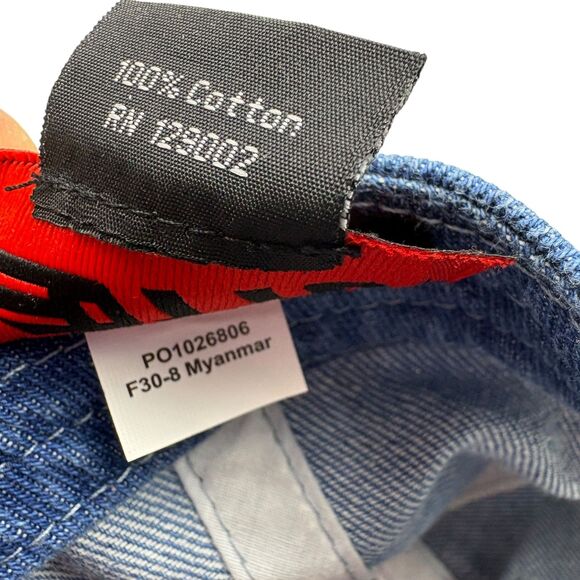 OTTO Denim Dad Hat Light-Wash Strapback Cap White Crown Embroidery - Picture 7 of 7